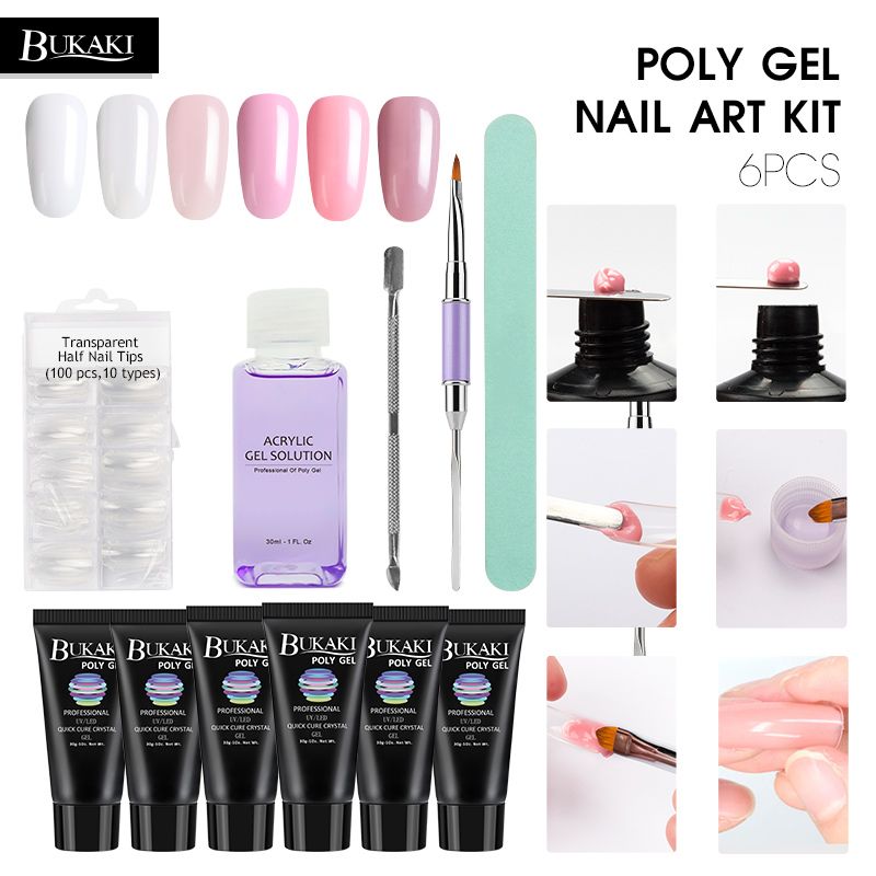 Poly Gel Nail Extension Set Uv Builder Gel Liquid Slip Solution Nail