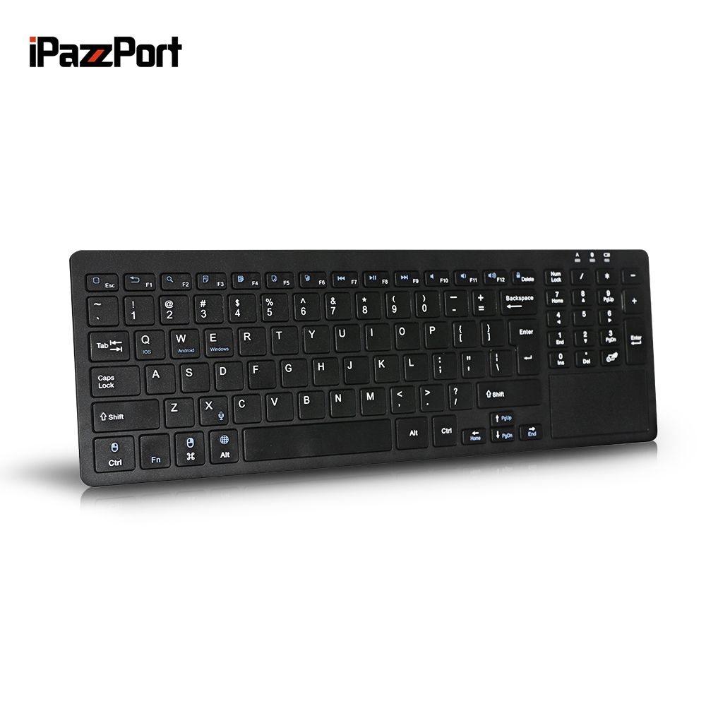 Ipazzport 55bt Wireless Bluetooth 3 Keyboard 104 Keys With Touchpad Ipazzport 55bt Wireless Bluetooth 3 Keyboard 104 Keys With Touchpad Portable For Ios Android Windows Pc Tablet Midi Usb Motif