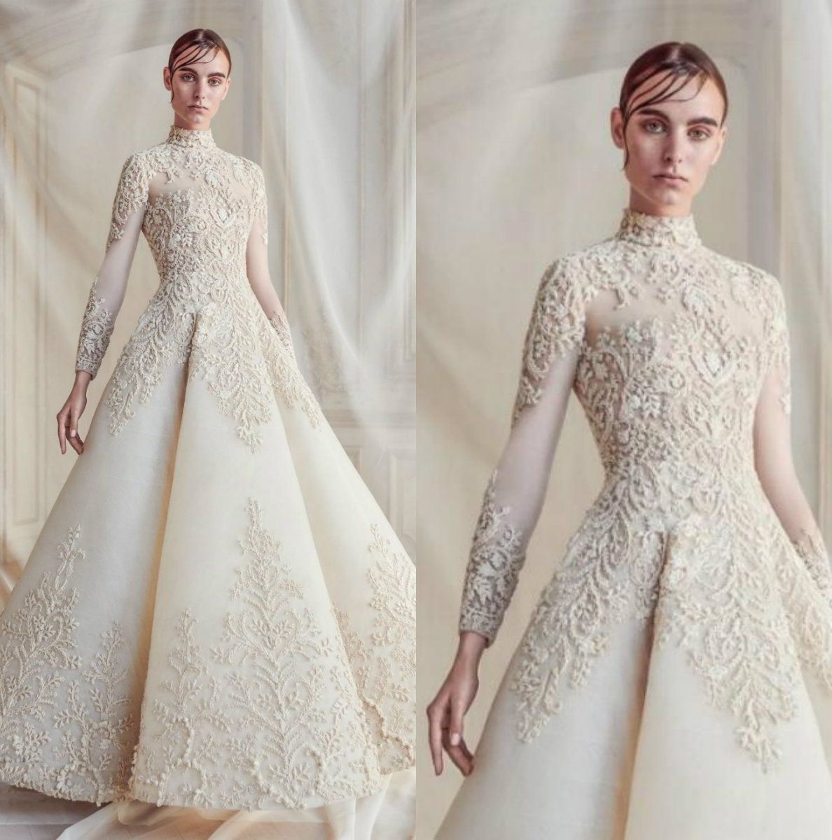 Discount Luxury 2019  Fall Winter  Wedding  Dresses  High Neck 