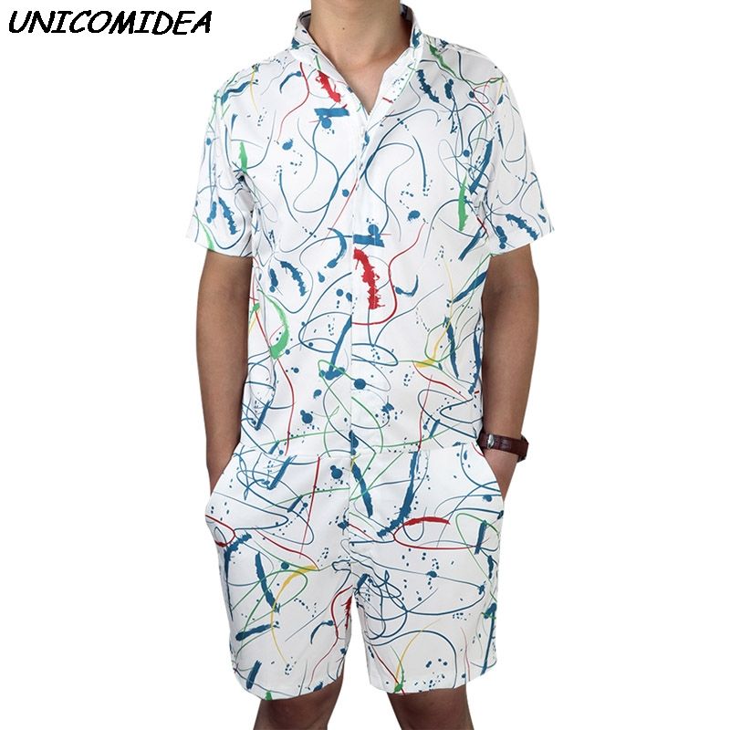 Funny 3d Pineapple Print Mens Romper Hawaiian Jumpsuit