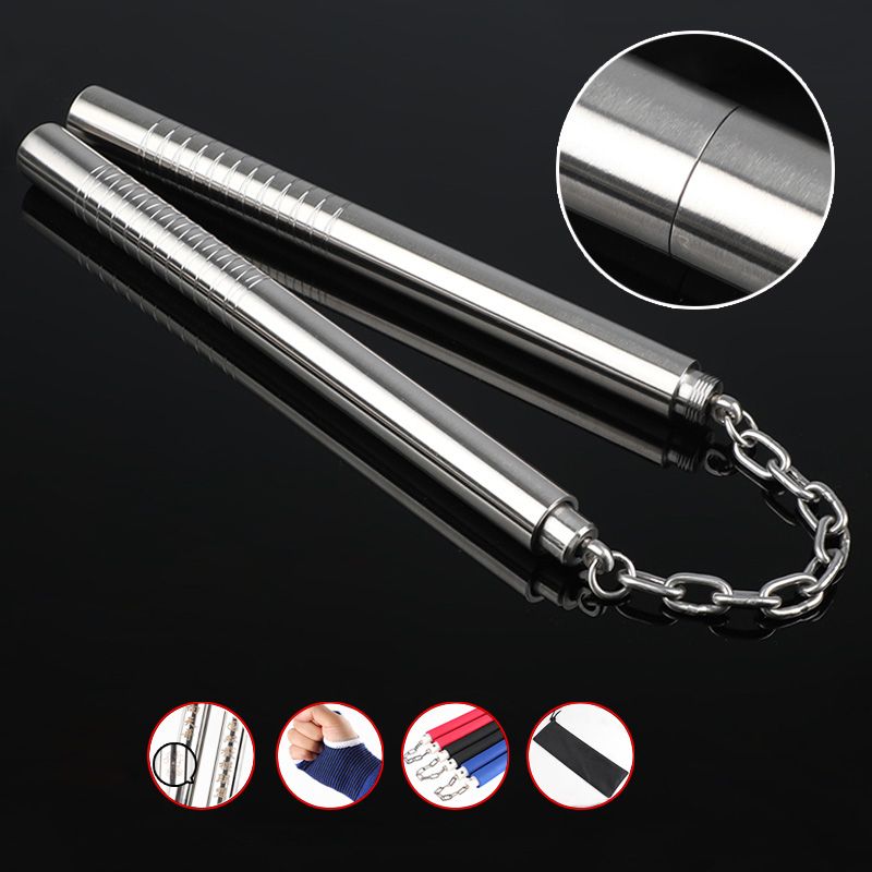 2019 2 In 1 Nunchakus Stainless Steel Stick Self Defense Nunchaku Non