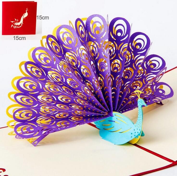 hollow peacock handmade kirigami origami 3d pop up greeting cards origami 3d