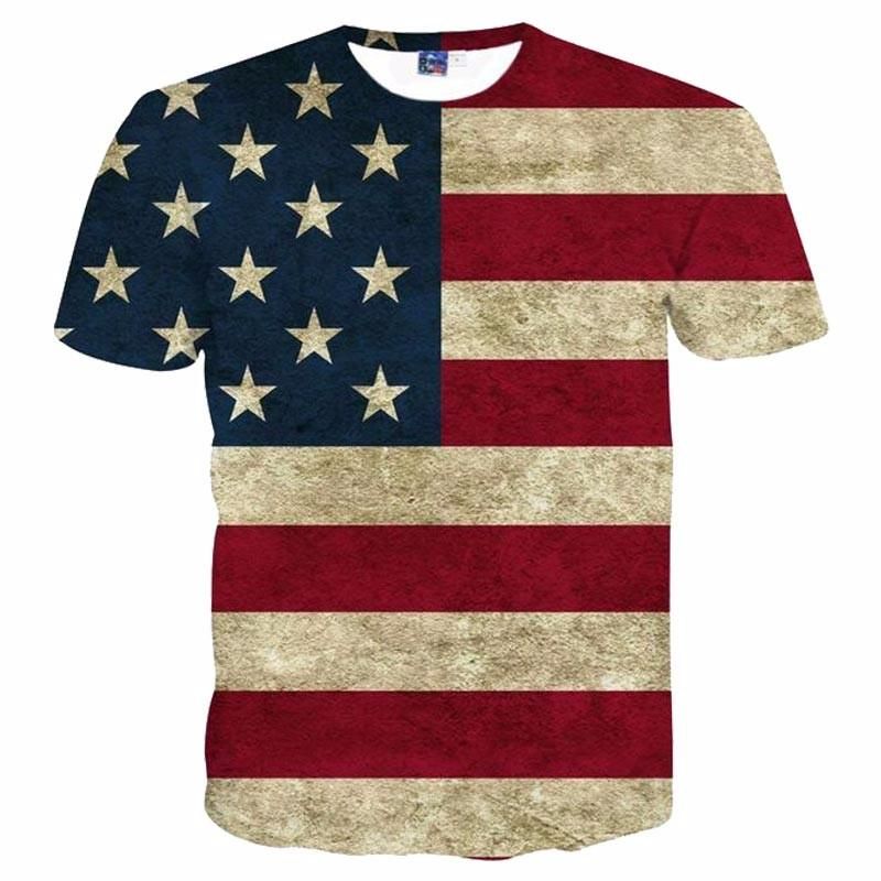 3D T Shirts USA Flag T Shirt Men/Women Sexy 3d Tshirt Print Striped ...