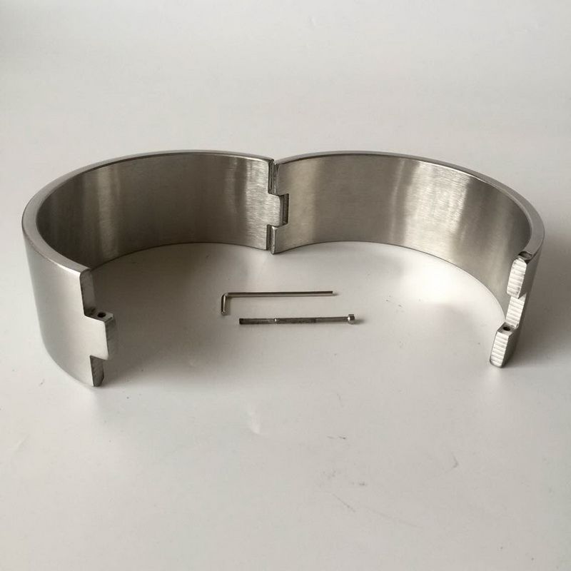 2018 Nova BDSM Sm Sex Toys Luxo colar de aço inoxidável Heavy Duty / Espelho Collar Grosso Ferro Locking polido