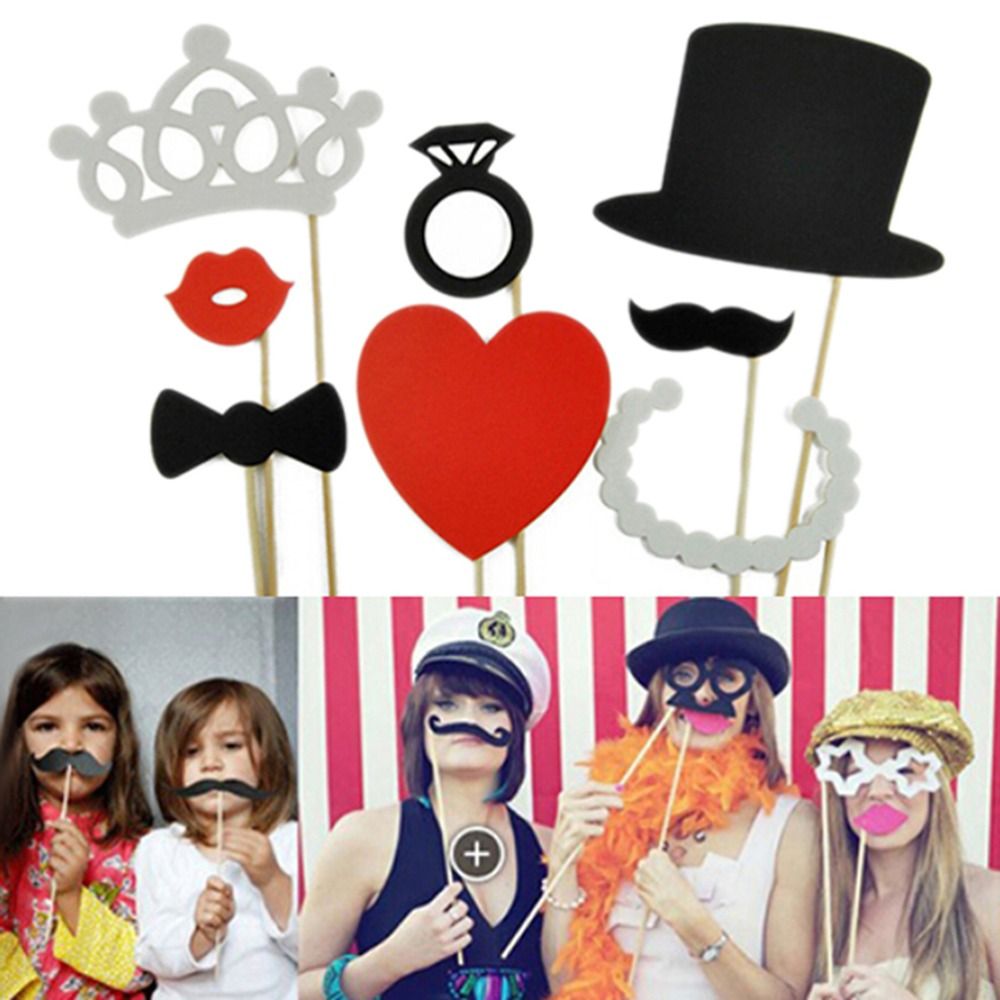 Photo Booth Props Crown Hat Heart Bowtie Mustache Lip On A Stick