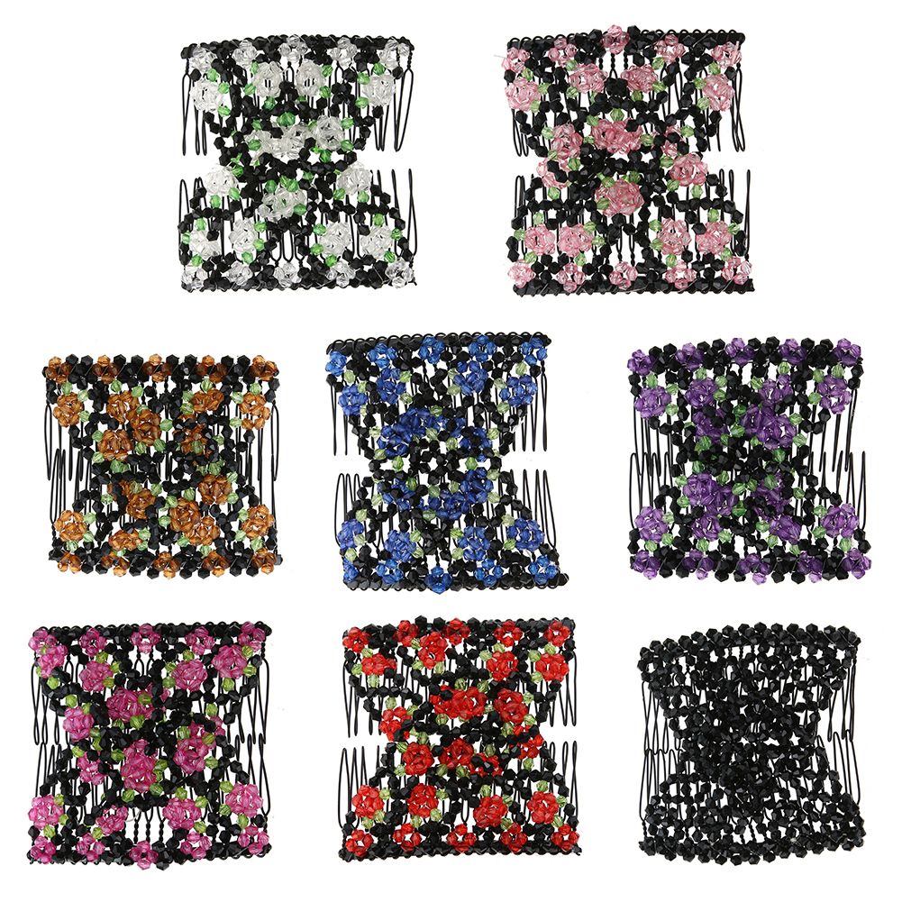 UK SELLER Easy Magic Beads Double Hair Comb Clip Stretchy Hair Combs Clips