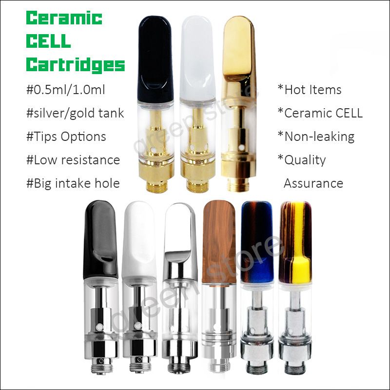 Glass Thick Oil Vape Cartridges with Ceramic CELL Big Intake Hole Heavy