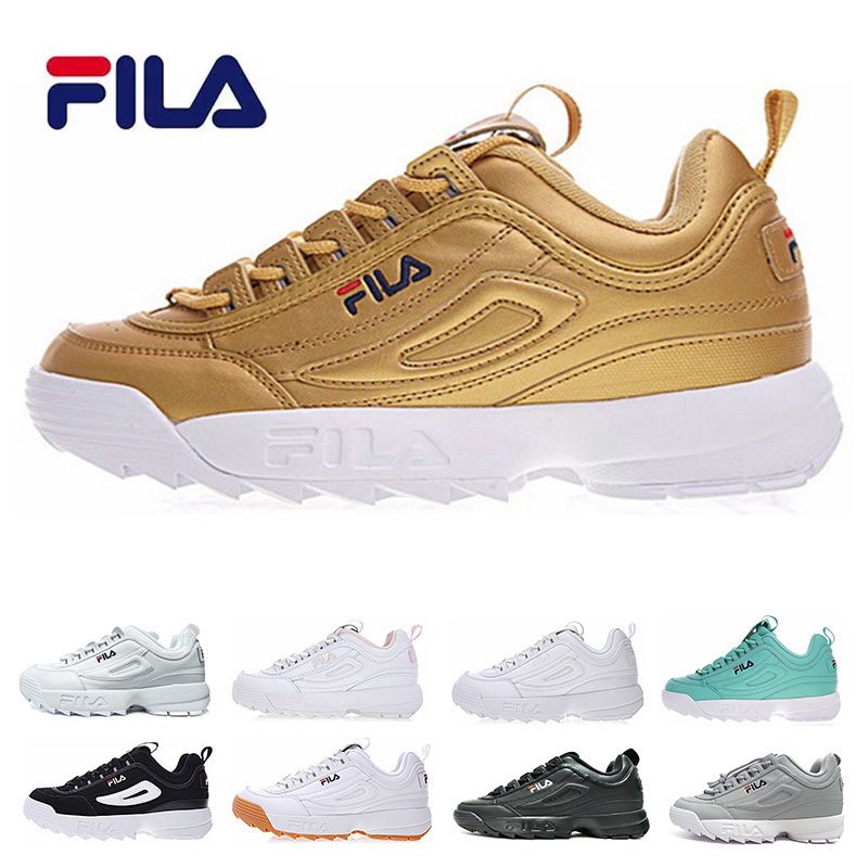 Acheter FILA Disruptor 2 II 2019 II 2 FILE Augmenté Chaussures De Course Pour Hommes Mode Féminine Noir Blanc Rose Or Gris Baskets Vitesse Formateurs