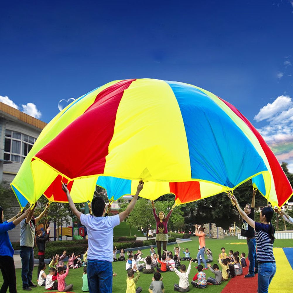 Children Kids Play Parachute Rainbow Umbrella Parachute Toy Outdoor