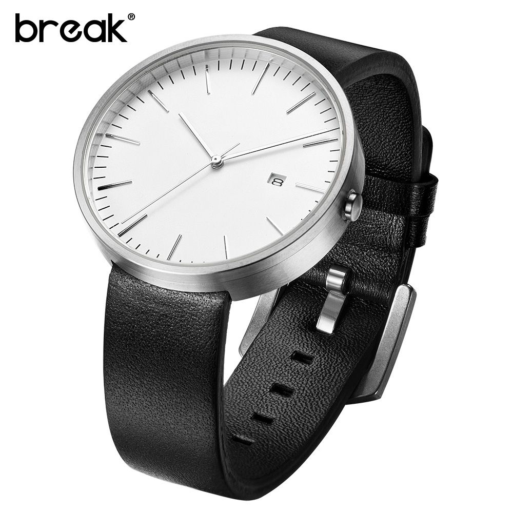 break top men women simple fashion style quartz wristwatch steel galendar