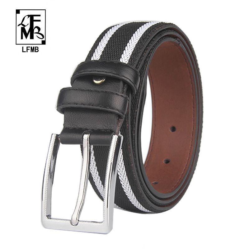 Acheter lfmb Tresse Tissée Élastique Noir Blanc Pantalon Ceinture Homme Ceinture Homme Jeans De $18.76 Du Prevalent