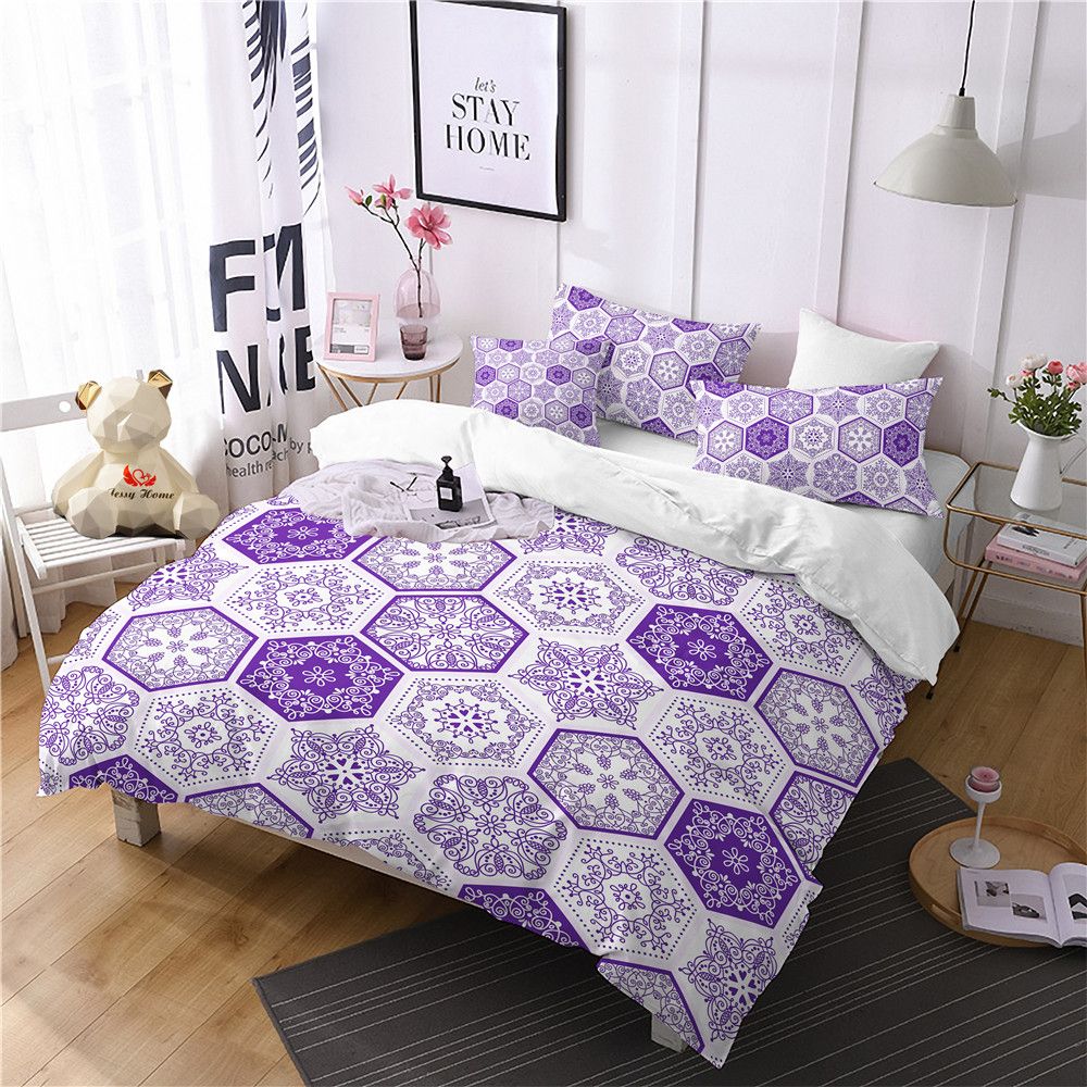 Ethnic Purple Comforter Bedding Sets White Duvet Cover Set Queen Ethnic Purple Comforter Bedding Sets White Duvet Cover Set Queen Bohemia King Size 3d Home Textile Bed Linen 25 Covers Black And