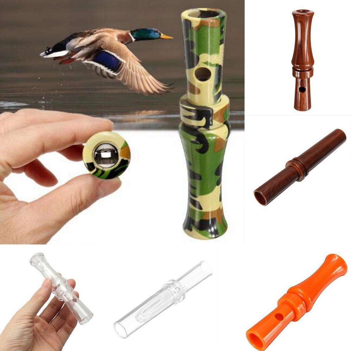 2020 Transparent Plastic Duck Call Whistle Pheasant Mallard Hunting