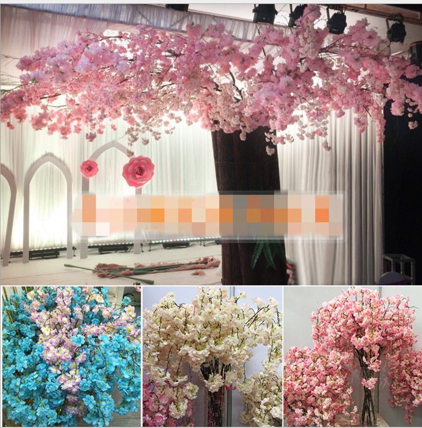 2021 Artificial Cherry Blossom Branch Flower Wall Hanging Sakura 138cm