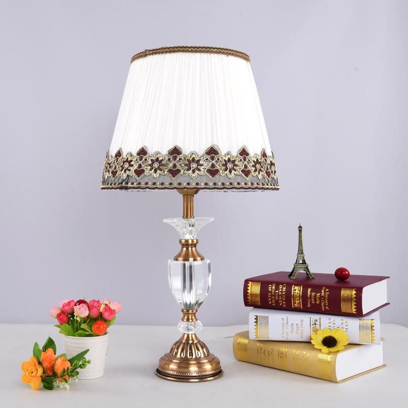 2018 Antique Brass Luxury Modern Crystal Table Lamp Fabric Lampshade 2018 Antique Brass Luxury Modern Crystal Table Lamp Fabric Lampshade Living Room Bedroom Bedside Lights Home Lighting E27 220v From Grege