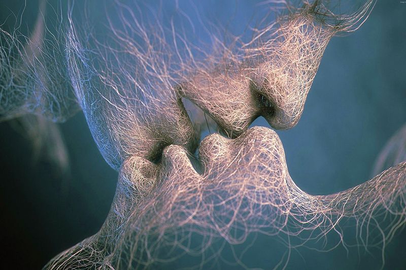 3d Love Couple Kiss Art Canvas Poster Hd Print Oil Painting Wall Art