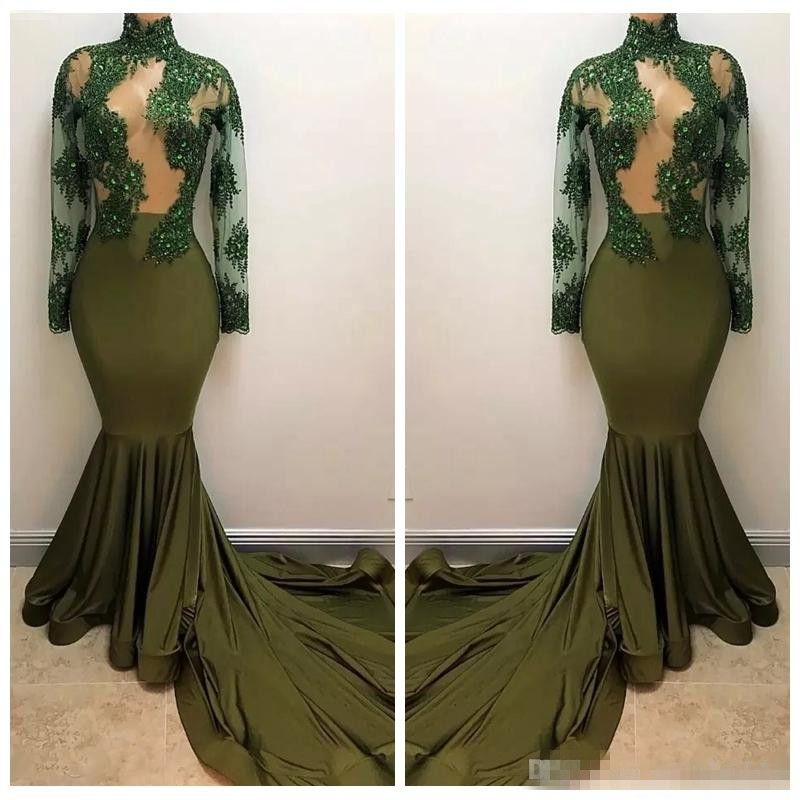 army green formal dress