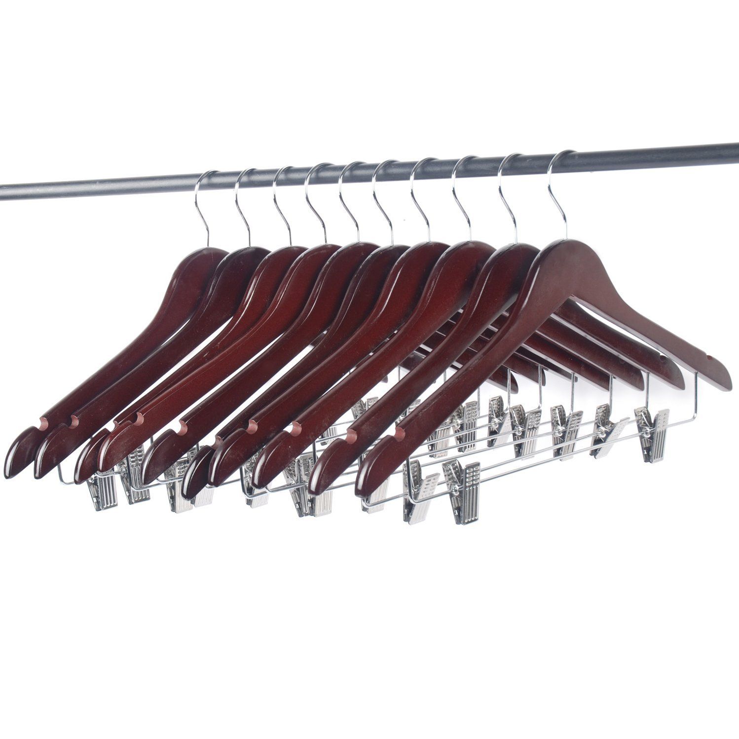 2018 Wooden Pant Hanger Suit Hangers With Steel Clips And 2018 Wooden Pant Hanger Suit Hangers With Steel Clips And Hooks Natural Wood Collection Skirt Standard Clothes From Ld