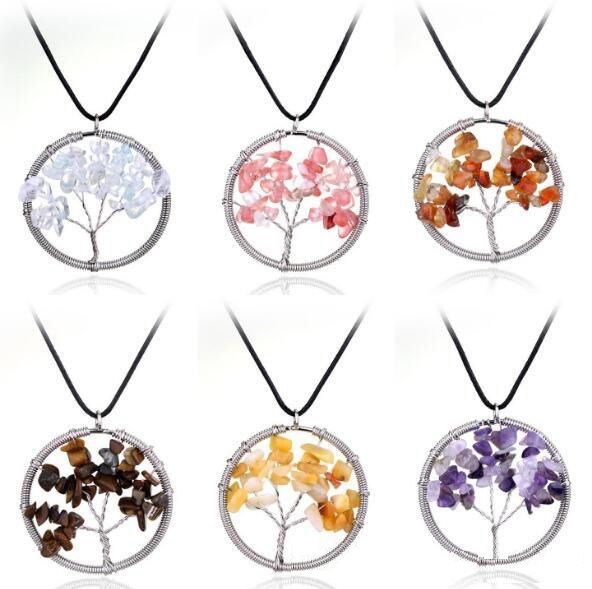 Whole Fahion Natural Crystal Stone Tree Of Life Pendant Necklace Whole Fahion Natural Crystal Stone Tree Of Life Pendant Necklace Make A Fortune Statement Gold Heart