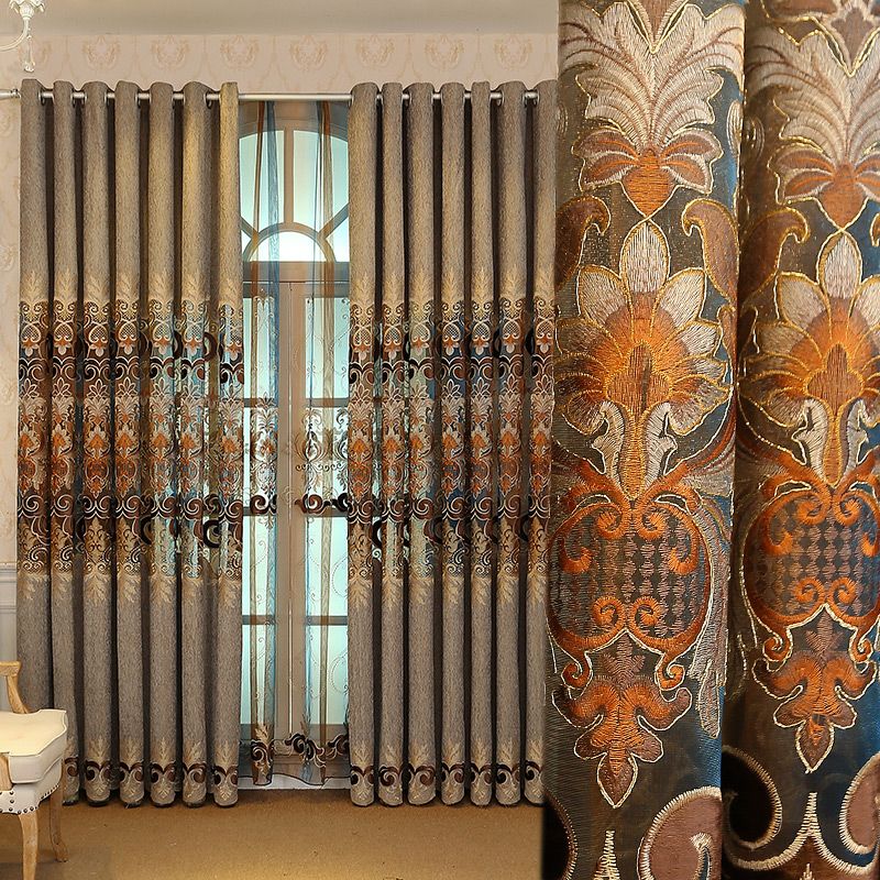 Chenille Embroidered Curtain Fabric Stitching Luxury Living Room Floor To Ceiling Window Atmosphere Court Shading