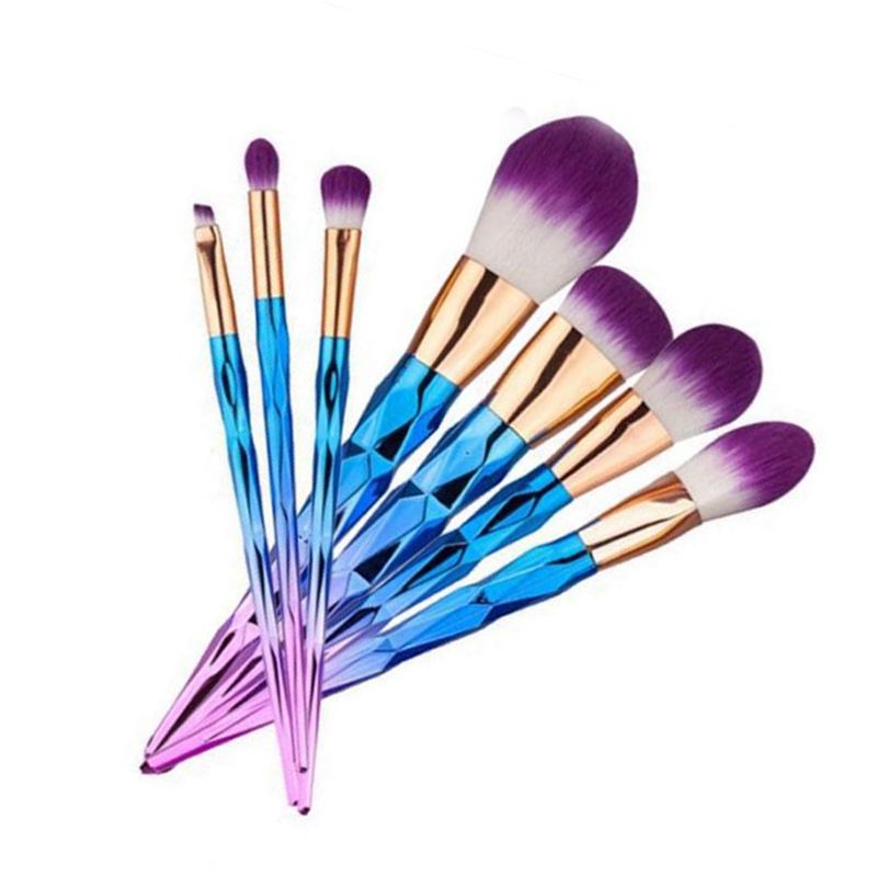 Party Unicorn Colorful Thread High Quality Microfiber Bright Makeup Brush Ultra Fine Soft Fiber Bristle Brush 5pcs/set and 7pcs/set Optional