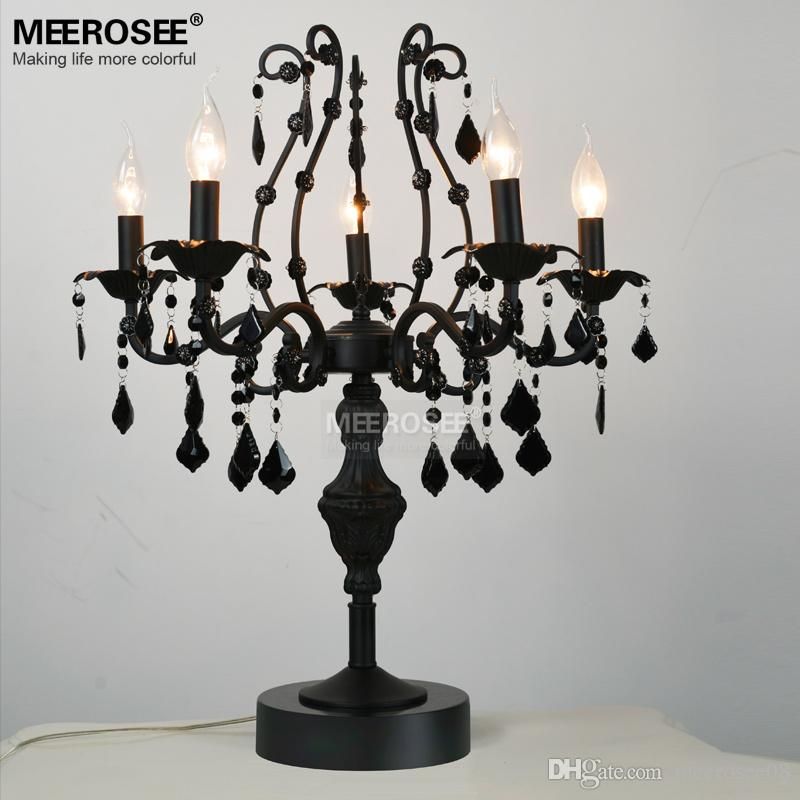 Vintage 5 Lights Crystal Table Lamp Desk Light Fixture Cristal Re De Candelabra Centerpiece