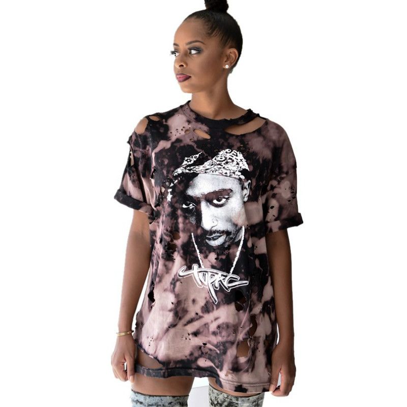 Punk Dress Hot Ladies Ripped Graffiti T Shirt Dress Kendall Jenner Girls Tunic Summer Fashion Mini Sexy Dresses Rock And Roll Hiphop Top Maxi Dresses