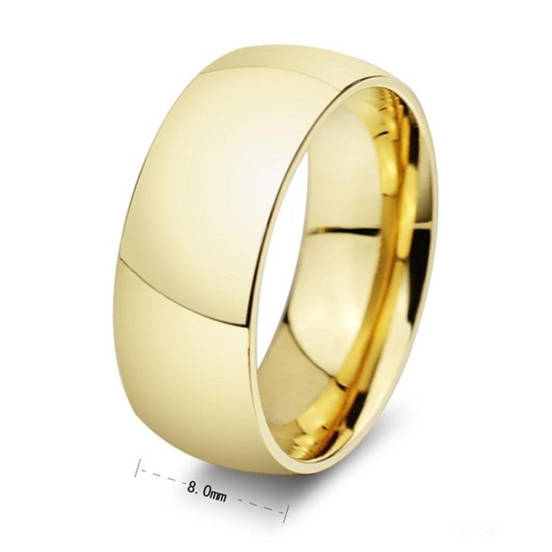 Wholesale Never Fading Classic Wedding Rings 8mm 24k Yellow Gold