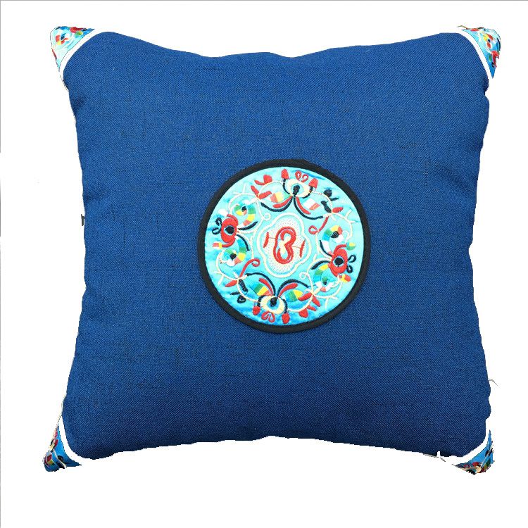 Chinese Ethnic Embroidered Dining Chair Cushion Cover 45x45 Cm Sofa