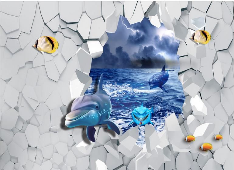 Adhesive Wall Coverings Shark Sea World 3d Pvc Floor ...