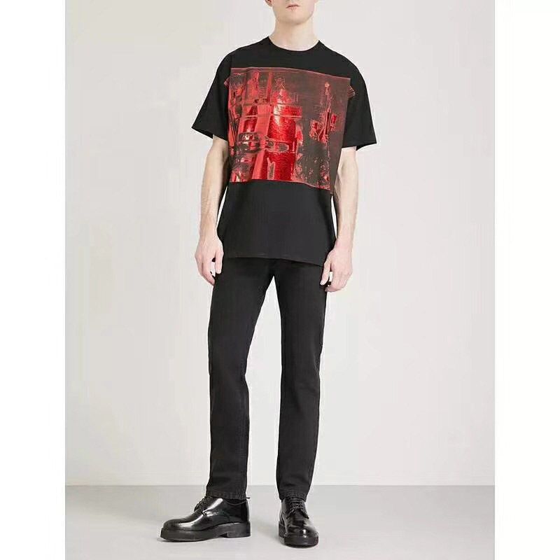 Raf Simons Tee Retro Street Red Printing Comfortable Loose Cotton Round ...