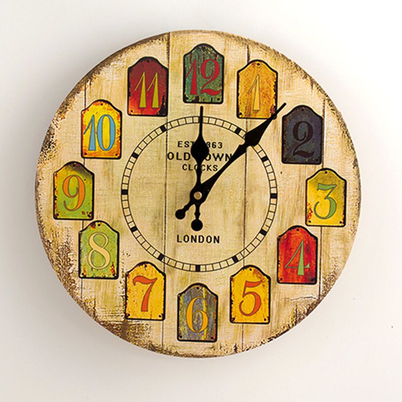 Vintage Silent Wall Clock European Retro Handmade Decorative Wall