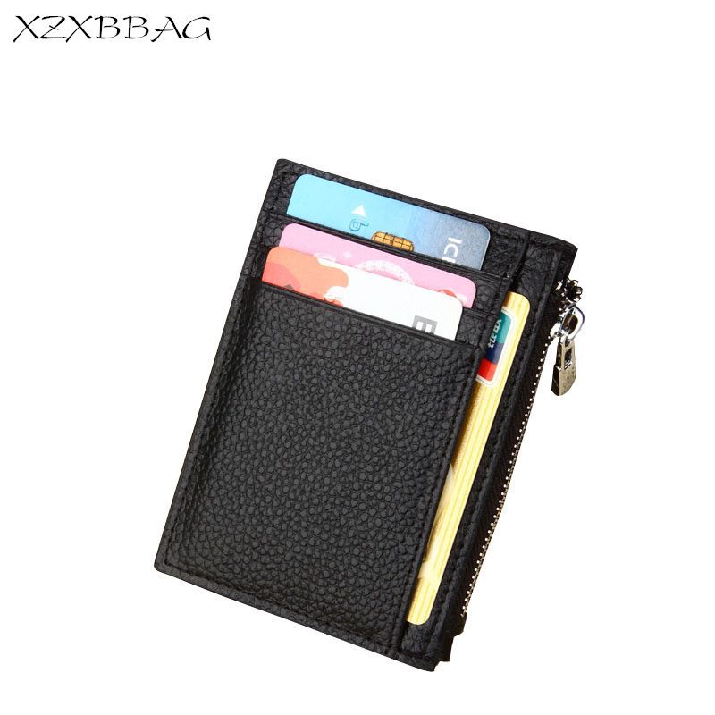 Cowhide Genuine Leather Money Clip Business Casual Short 6 Card Holders