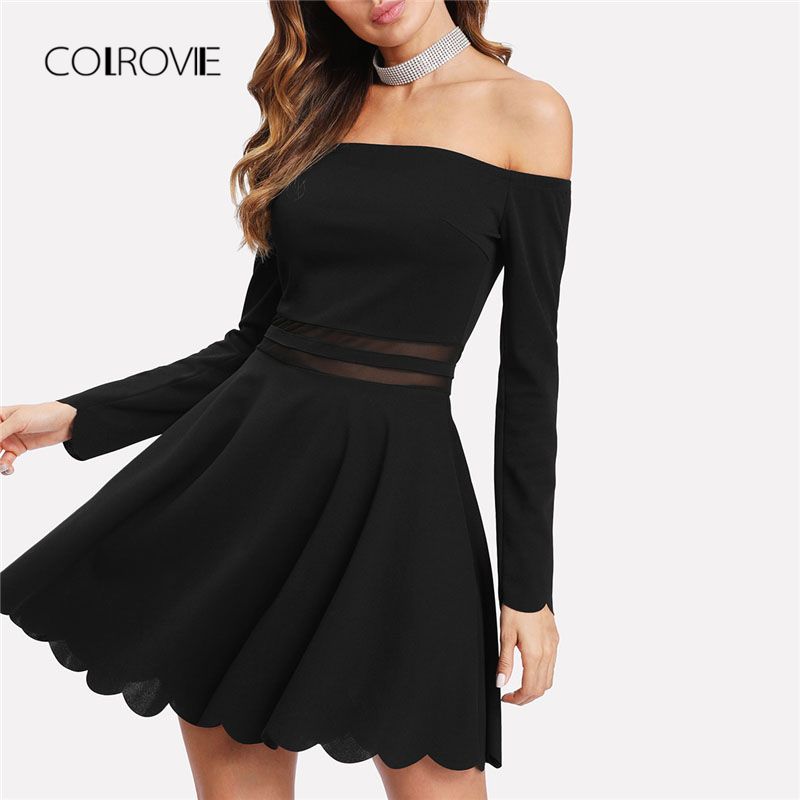 short black fit and flare dress