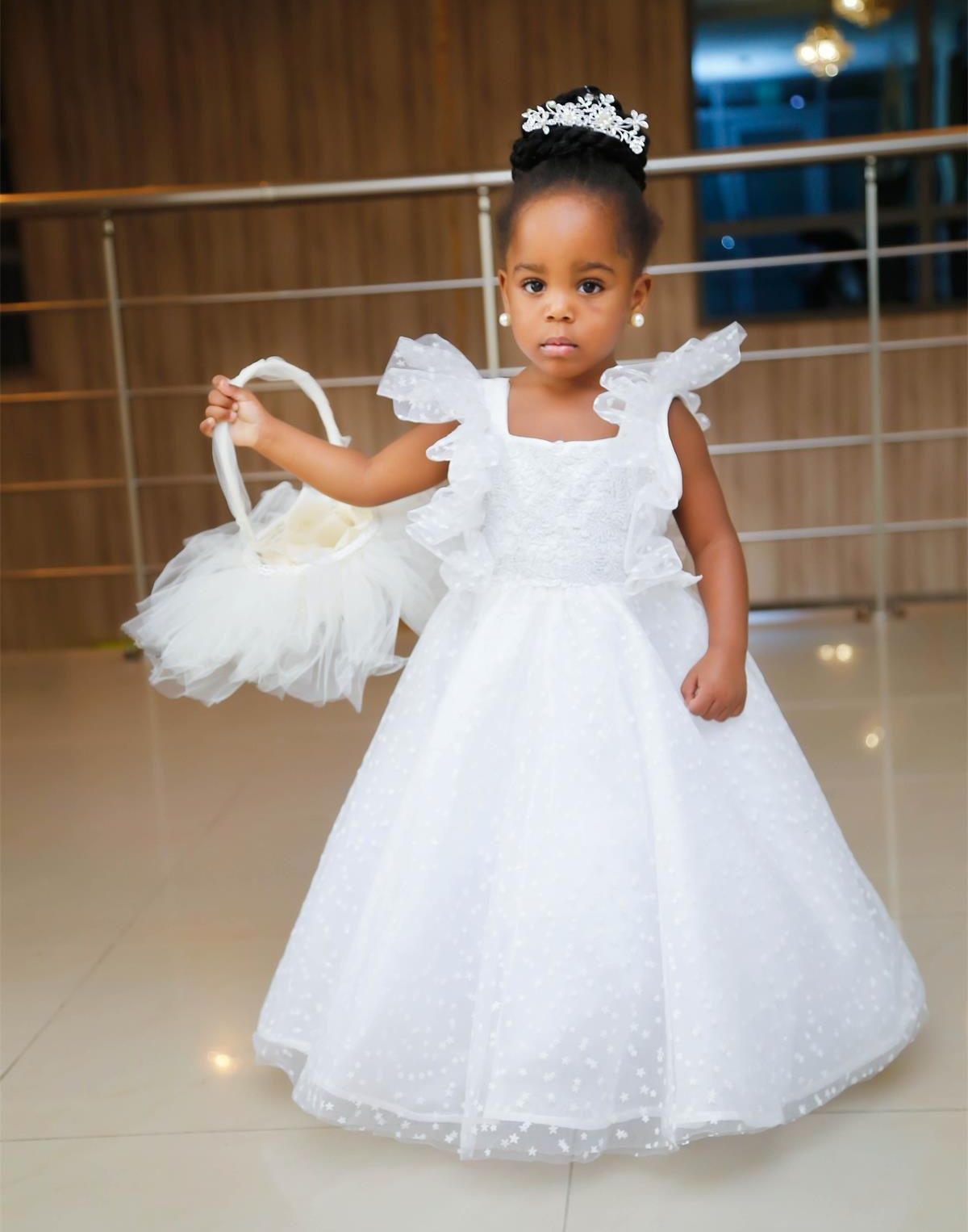 black and white flower girl dress