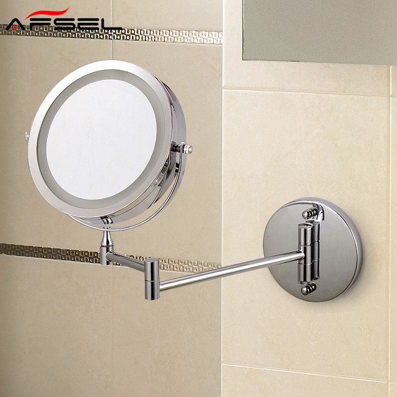 Afsel Free 7 Wall Mounted Bathroom Mirror Led Makeup Cosmetic Aaa Battery 5x 10x Magnifying Toilet Folding