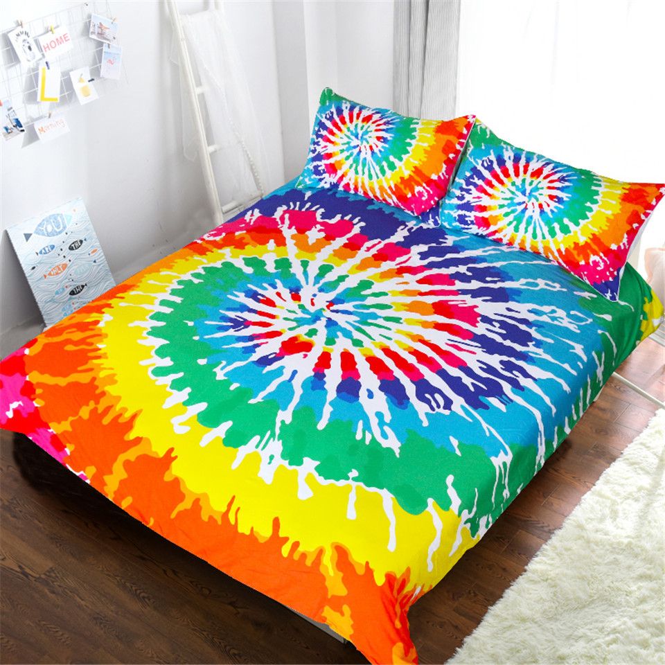 Rainbow Tie Dye Bedding Set Colorful Duvet Cover Queen Psychedelic Rainbow Tie Dye Bedding Set Colorful Duvet Cover Queen Psychedelic Watercolor Artsy Bedclothes Art Bedspread For King From