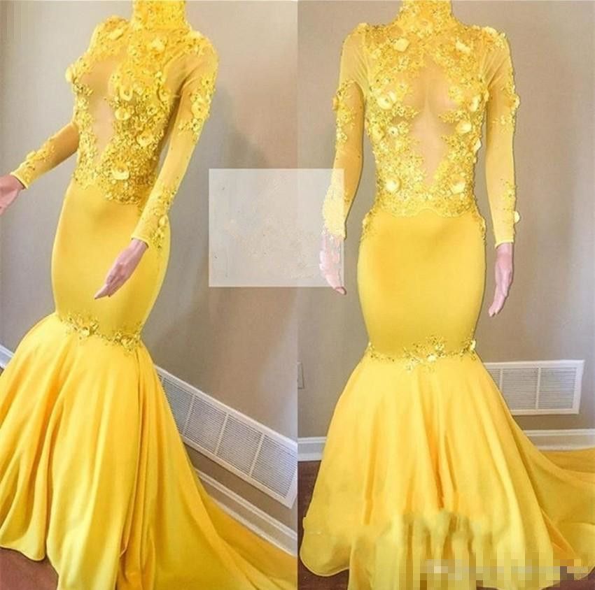 Sequin Yellow Prom Dress