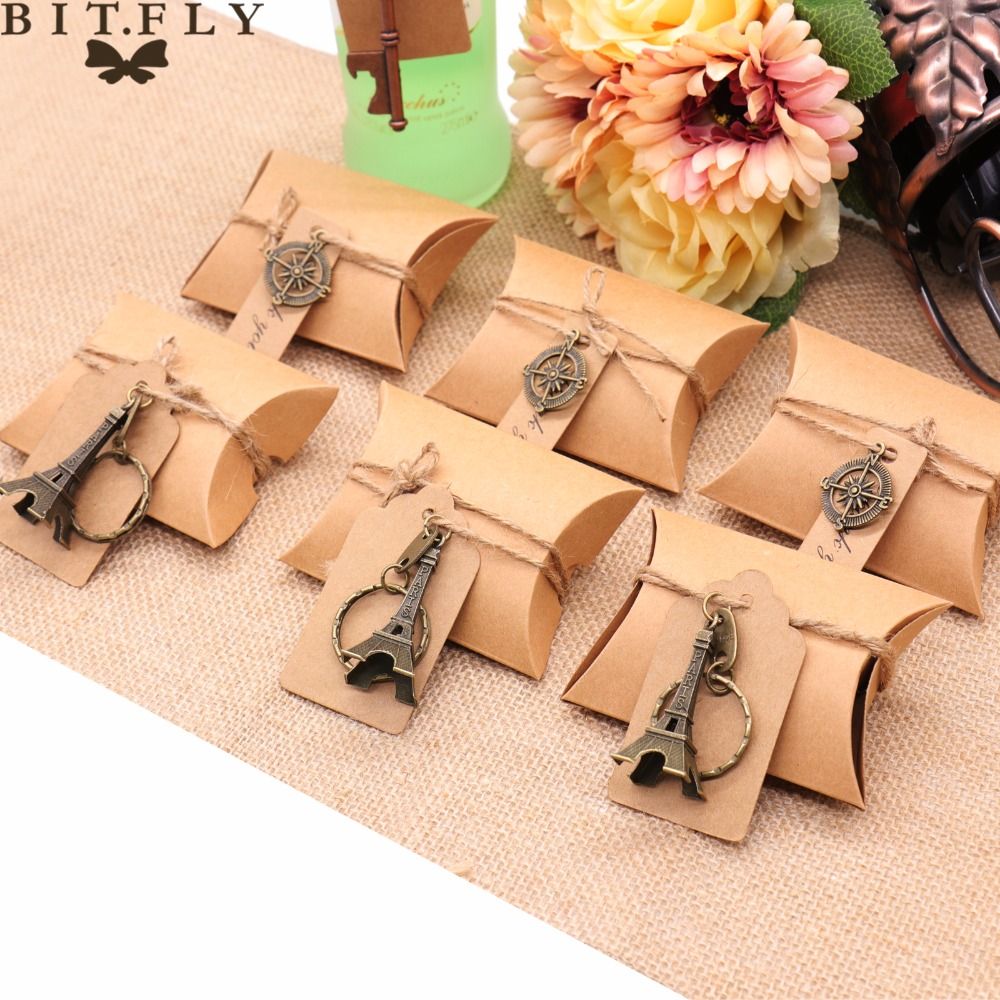 Ecorative Decorative Wedding Souvenirs Favors And Guests Gifts Candy Box Tags Paris Eiffel Tower Keychain Rings Wedding Party Decor Christmas Gift