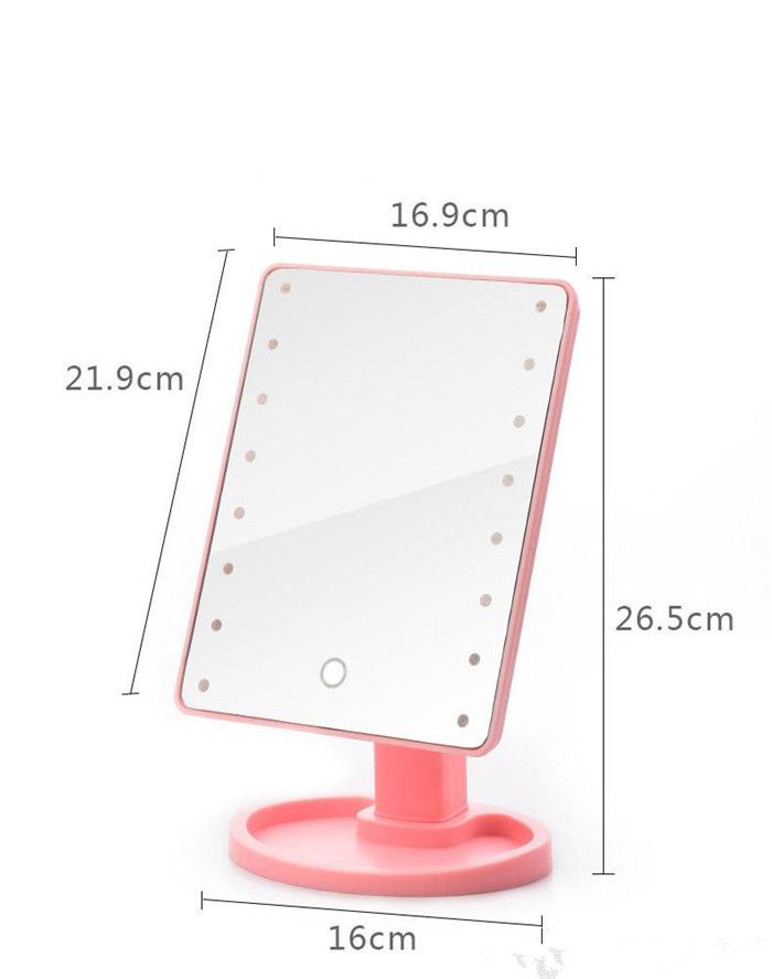 16 Light HD LED Lighted Desk Mirror Large Desk Princess Mirror Student