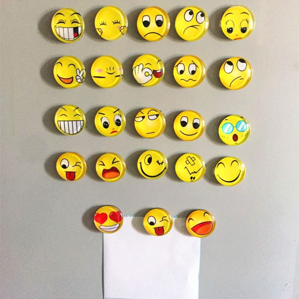 30mm glass dome round cute smile emoji face expressions refrigerator