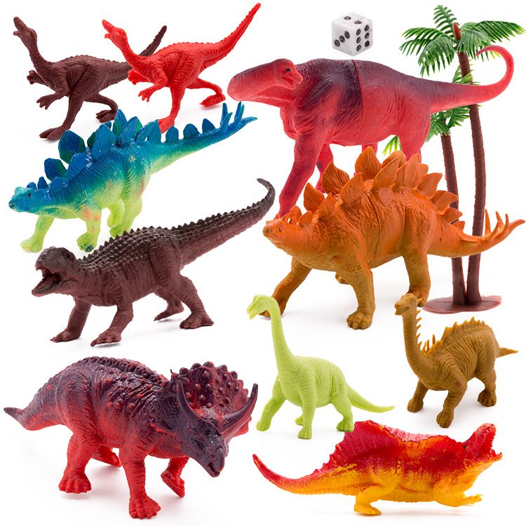 Free Shipping Simulation Dinosaur Model Toy Soft Glue Big Medium And Small 10 Mixed Kids Toys - 