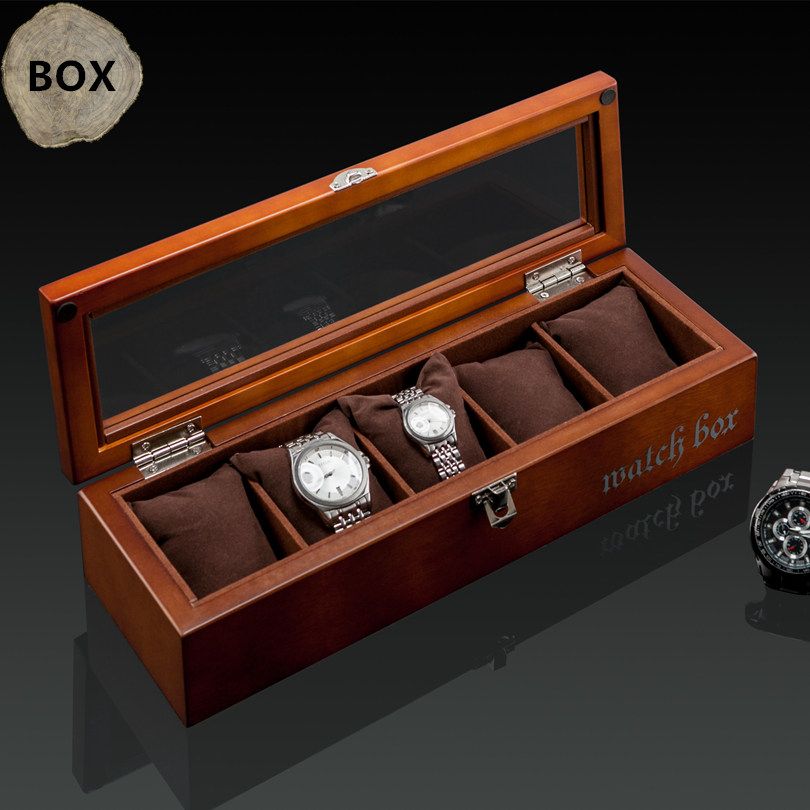 Top 5 Grids Display Watch Box Black Wood Storage With Lock Top 5 Grids Display Watch Box Black Wood Storage With Lock Fashion Wooden Gift Jewelry D0266 For Large Watches Collectors From