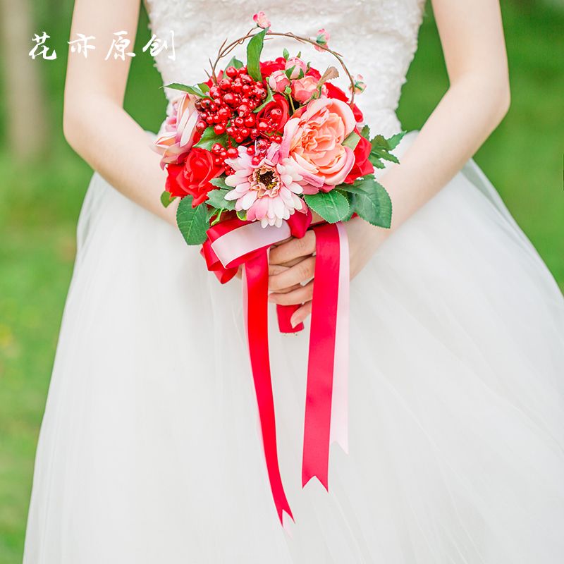 New Silk Flowers Wedding Bouquets For Bride Artificial Roses Leaf