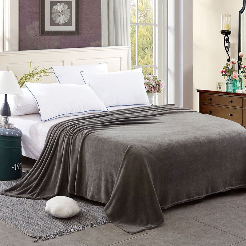 Grey Solid Color Fleece Blanket For S 100 Polyester Throw Grey Solid Color Fleece Blanket For S 100 Polyester Throw Blankets On The Bed Sofa Autumn Winter Soft Covers Small Down