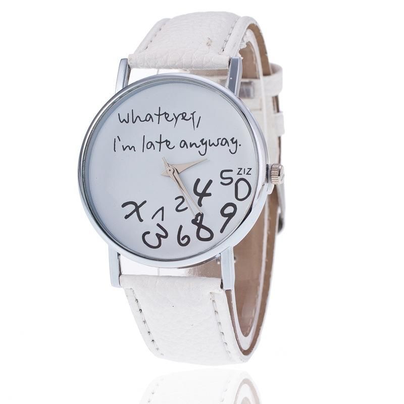 Halloween Funny Unisex Men Women Analog Quartz Whatever,I`m Late Anyway Wrist Watch Christmas Gifts New Year Gifts