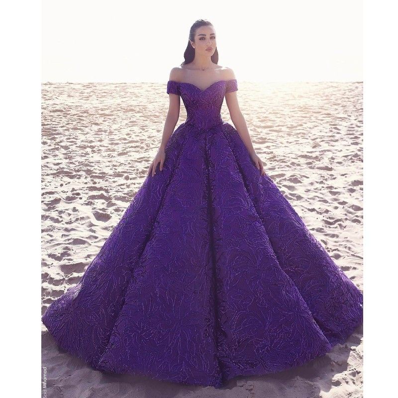 deep purple evening dress