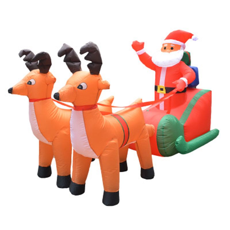 210cm Giant Inflatable Double Deer Sled Led Lighted Outdoor Decor New Year Xmas Props Ornaments 2018 Mascot
