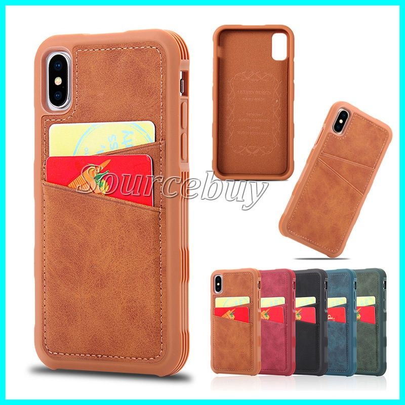 toptan en iyi kalite cift kredi karti yuvalari telefon kilifi icin iphone x 10 cift kart cepler pu zirh darbeye deri tasarim arka kapak kabuk iyi qulaity ve dhgate com