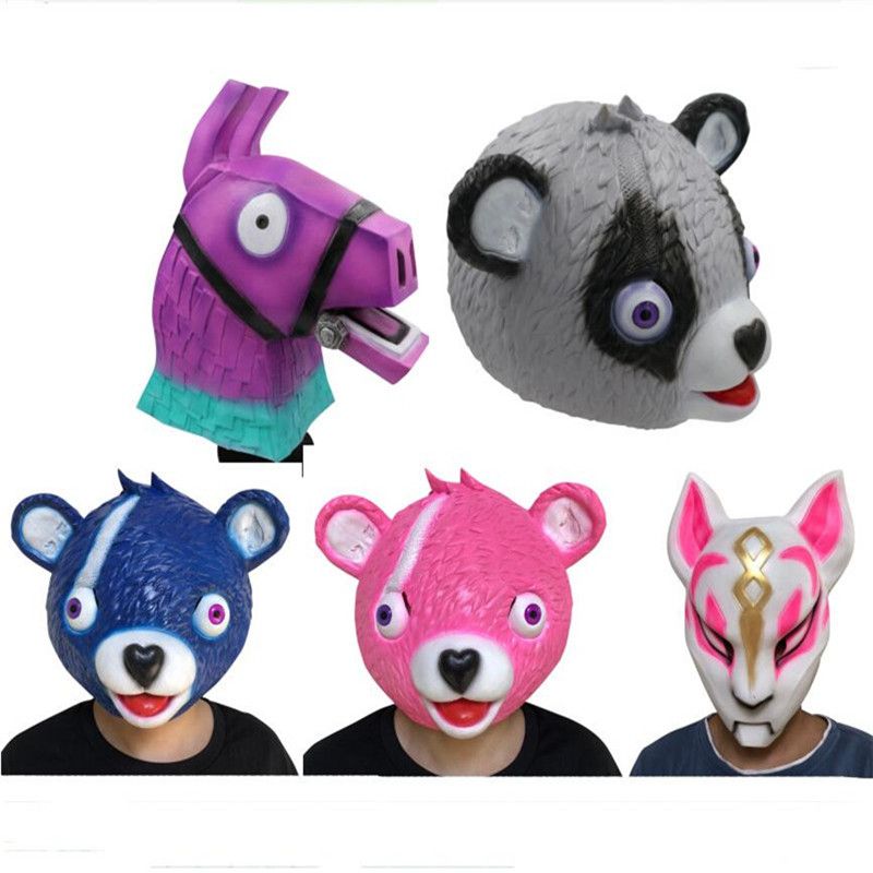 halloween fortnite mask kids pink blue grey bear liama fox latex headgear game fortnite cosplay masks adult full head headgear for hallowmas uk 2019 from - nounours halloween fortnite
